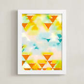 "Abstract Triangle Geometric" - Art Print in Citrus by Amy Lighthall - Framed