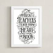 "Best Teacher" - Art Print in Charcoal by Jessie Steury - Framed