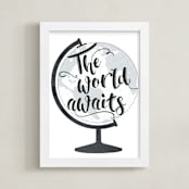"World Awaits II" - Art Print in Light Grey by Johanna Phillips Huuva - Framed