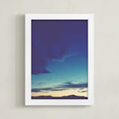 "Rockies Sunset" - Art Print in Mountain Blues by Sara Heilwagen - Framed