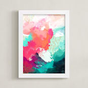 "The Storm Before the Calm" - Art Print in Teal/Pink by Jess Phoenix - Framed