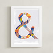 "Illustrated Folk Art Garden Ampersand " - Art Print in Scandinavian Red by Paper Raven Co. - Framed