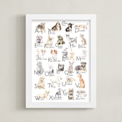 "Dog Breeds A-Z" - Art Print in White by Lauren Rogoff - Framed