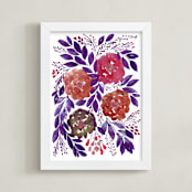 " HAND PAINTED FLOWERS_4M" - Art Print in red by Ramoncita - aticnomar - Framed