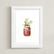 "It's Brunch O'Clock Somewhere" - Art Print in tomato red by Jackie Graham - Framed
