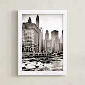 "Chicago Winter" - Art Print in City grey by Johanna Phillips Huuva - Framed