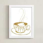 "Love You A Latte" - Art Print in Gold by Amanda Paulson - Framed