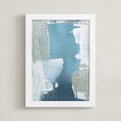 "Sea Glass No. 5" - Art Print in Teal Blue by Julia Contacessi - Framed