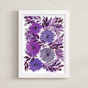 "HAND PAINTED FLOWERS_4L" - Art Print in purple by Ramoncita - aticnomar - Framed