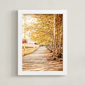 "Fall Tree-lined Street" - Art Print in Golden Glow by Erin Niehenke - Framed