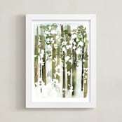 "Forest Snow" - Art Print in Forest Green by Yao Cheng Design - Framed
