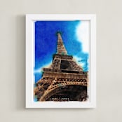 "La Tour Eiffel de Paris" - Art Print in Sky Blue by Teng Wang - Framed