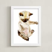 "Siamese Kitten" - Art Print in deep brown by Lauren Rogoff - Framed
