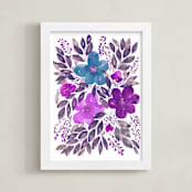 "HAND PAINTED FLOWERS_4I" - Art Print in purple by Ramoncita - aticnomar - Framed