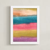 "watercolor abstract painting stripes2" - Art Print in red by Ramoncita - aticnomar - Framed