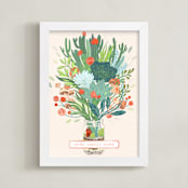 "Little Terrarium Succulent Illustration" - Art Print in Succulent Green by Paper Raven Co. - Framed