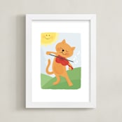 "The Cat and the Fiddle" - Art Print in Light Sky by Jessie Steury - Framed
