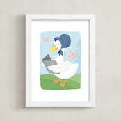 "Mother Goose" - Art Print in Sky Blue by Jessie Steury - Framed