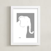 "The Quiet Elephant" - Art Print in Gentile grey by Rebecca Marchese - Framed