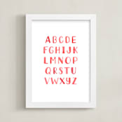 "Lettering Alphabet" - Art Print in Soft Red by Luz Alliati - Framed