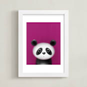 "Little Panda" - Art Print in Fuchsia by Farinaz Vaseghi - Framed