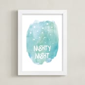 "Nighty Night" - Art Print in Turquoise blue by Amy Hall - Framed