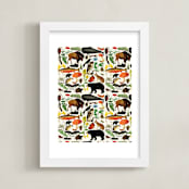 "Flora & Fauna " - Art Print in True Black by CedarandGrey - Framed