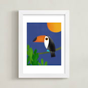 "Toco Toucan" - Art Print in ocean blue by Farinaz Vaseghi - Framed