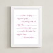 "Positive Script" - Art Print in Hot pink by Rebecca Lowe - Framed
