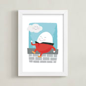 "Humpty Dumpty" - Art Print in Sky Blue by Jessie Steury - Framed