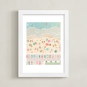 "Aerial View Coast" - Art Print in Aqua by McKenna Sato - Framed