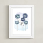 "Retro Blooms" - Art Print in Love Dove by Kate Ross - Framed