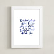 "Run Barefoot" - Art Print in Bright Denim by Roann Mathias - Framed