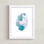 "One of a Kind Unicorn" - Art Print in Turquoise by Sam Dubeau - Framed