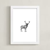"Cerf" - Art Print in Black by IMG_101 - Framed