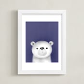"Little polar bear" - Art Print in Blueberry by Farinaz Vaseghi - Framed