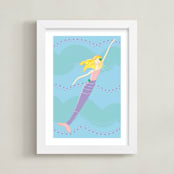"Mermaid into the deep 2" - Art Print in She's in the water by Rebecca Marchese - Framed