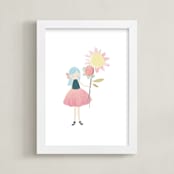 "Flower Girl" - Art Print in candy by peetie design - Framed