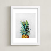 "Pineapple Crown" - Art Print in tropical teal by Amanda Phelps - Framed