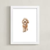 "Smiling Poodle Puppy" - Art Print in Apricot Poodle Fur by Lauren Rogoff - Framed