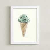 "Mint Chip Cone" - Art Print in mint green by Jackie Graham - Framed
