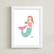 "Mermaid Art" - Art Print in Pinky Teal by Rebecca Marchese - Framed