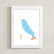 "Narwhal Art" - Art Print in Multi Colored by Rebecca Marchese - Framed
