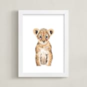 "Baby Animal Lion" - Art Print in Lion Mane by Cass Loh - Framed