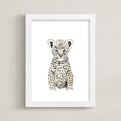 "Baby Animal Leopard" - Art Print in hazel wood by Cass Loh - Framed