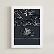 "Vero Moonglow" - Art Print in Charcoal by Skipper Designs - Framed