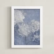 "Chrysanthemums" - Art Print in Blue Grey by Camille Pietrow - Framed