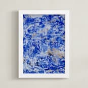 "Pond Reflection" - Art Print in Cornflower Blue by Camille Pietrow - Framed