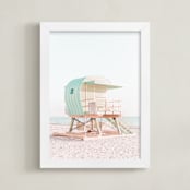 "Mint Green Lifeguard Stand" - Art Print in Mint Green by Heather Loriece - Framed