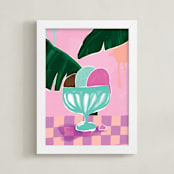 "Coppa di Gelato" - Art Print in Rose Quartz by Christina Cesario - Framed